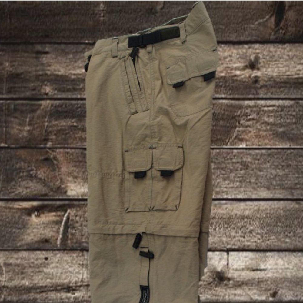 Wear First Mens Tan  Convertible Zip Off Hiking Cargo Pants Size 29